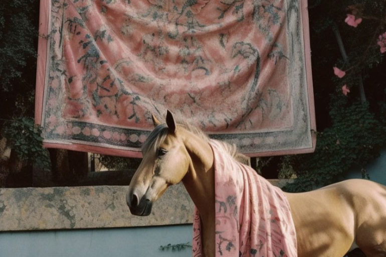caballo con tapices